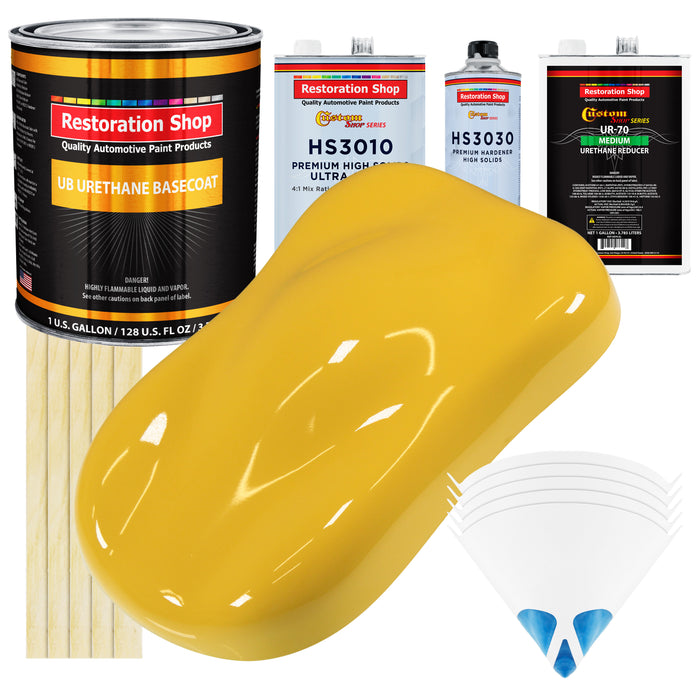 Boss Yellow - Urethane Basecoat with Premium Clearcoat Auto Paint - Complete Medium Gallon Paint Kit - Professional High Gloss Automotive Coating