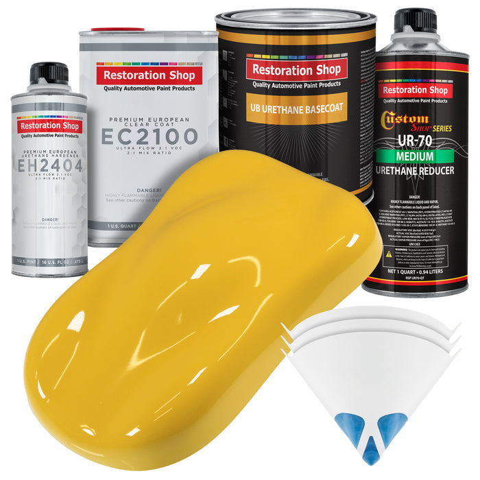 Boss Yellow Urethane Basecoat with European Clearcoat Auto Paint - Complete Quart Paint Color Kit - Automotive Refinish Coating