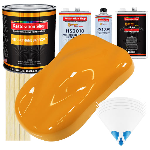 School Bus Yellow - Urethane Basecoat with Premium Clearcoat Auto Paint - Complete Fast Gallon Paint Kit - Professional High Gloss Automotive Coating