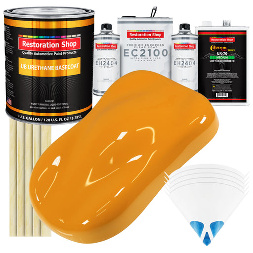 School Bus Yellow Urethane Basecoat with European Clearcoat Auto Paint - Complete Gallon Paint Color Kit - Automotive Refinish Coating
