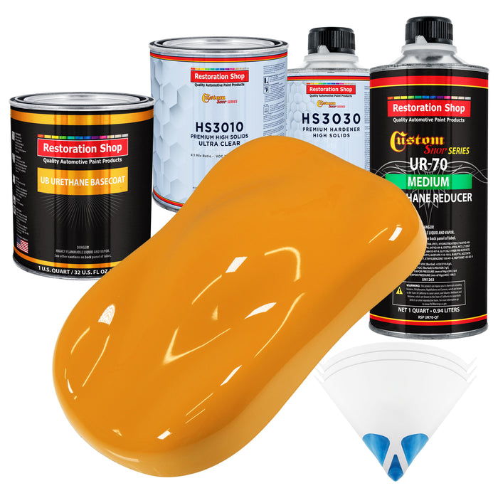 School Bus Yellow - Urethane Basecoat with Premium Clearcoat Auto Paint - Complete Medium Quart Paint Kit - Professional High Gloss Automotive Coating