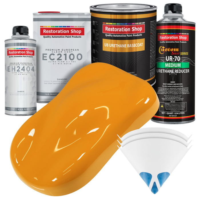 School Bus Yellow Urethane Basecoat with European Clearcoat Auto Paint - Complete Quart Paint Color Kit - Automotive Refinish Coating