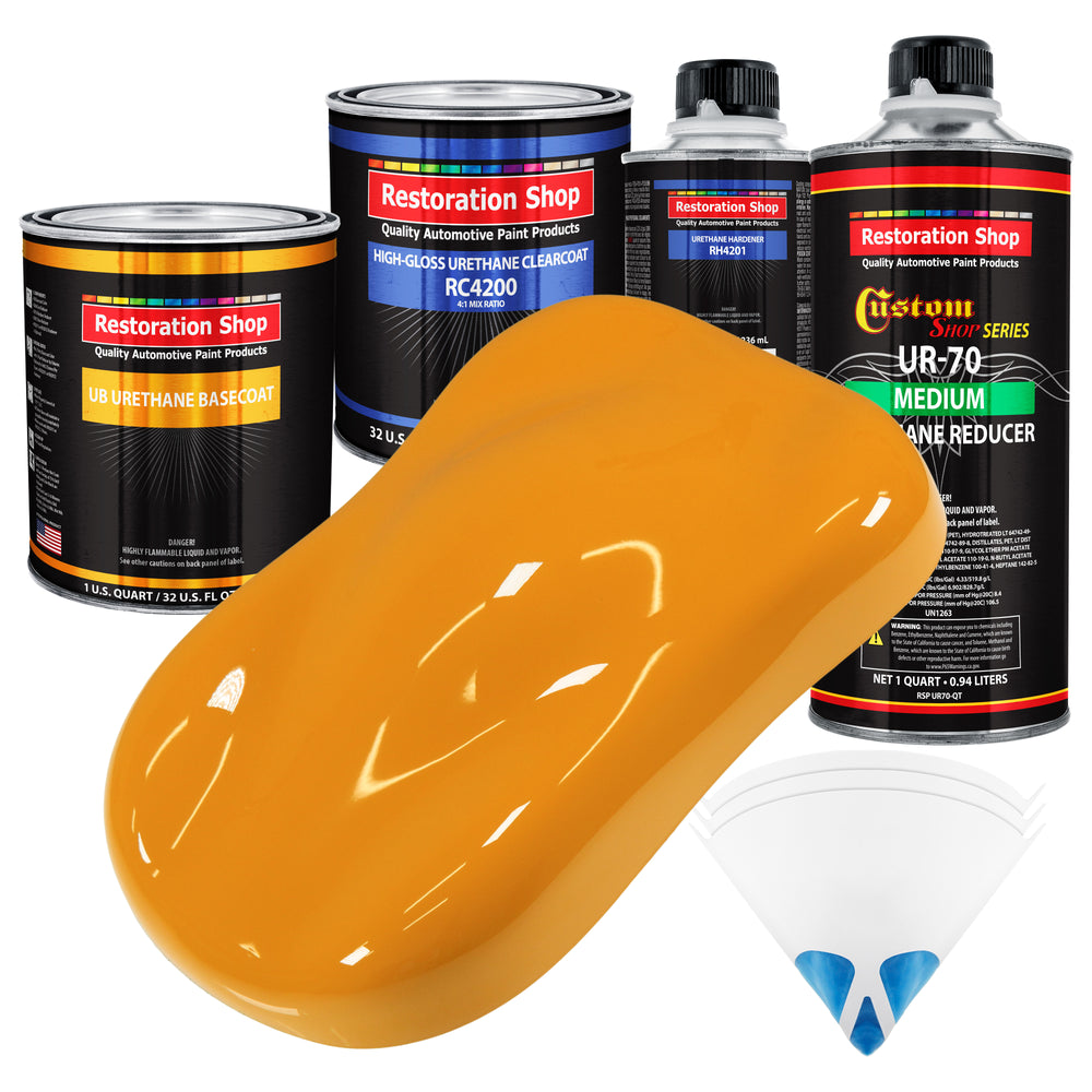 School Bus Yellow - Urethane Basecoat with Clearcoat Auto Paint - Complete Medium Quart Paint Kit - Professional Gloss Automotive Car Truck Coating