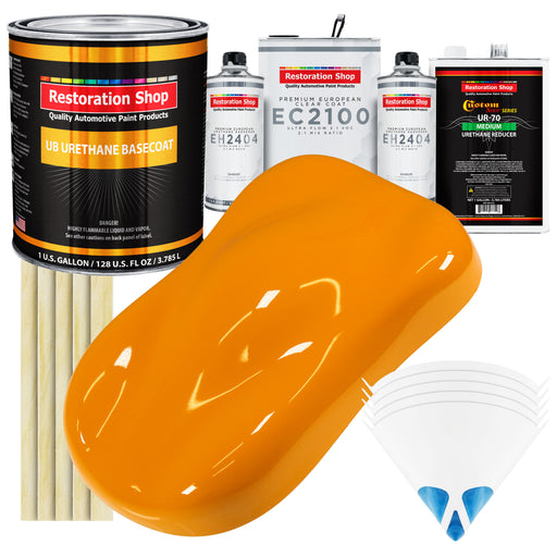 Speed Yellow Urethane Basecoat with European Clearcoat Auto Paint - Complete Gallon Paint Color Kit - Automotive Refinish Coating