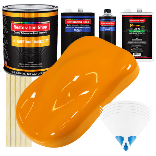 Speed Yellow - Urethane Basecoat with Clearcoat Auto Paint - Complete Medium Gallon Paint Kit - Professional High Gloss Automotive, Car, Truck Coating