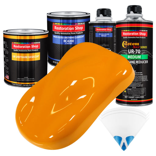 Speed Yellow - Urethane Basecoat with Clearcoat Auto Paint - Complete Medium Quart Paint Kit - Professional High Gloss Automotive, Car, Truck Coating