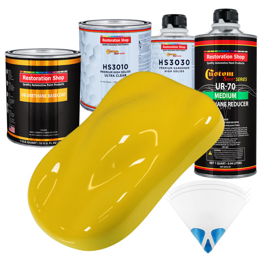 Electric Yellow - Urethane Basecoat with Premium Clearcoat Auto Paint - Complete Medium Quart Paint Kit - Professional High Gloss Automotive Coating