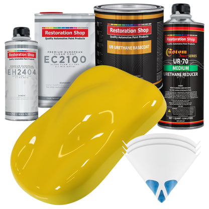 Electric Yellow Urethane Basecoat with European Clearcoat Auto Paint - Complete Quart Paint Color Kit - Automotive Refinish Coating