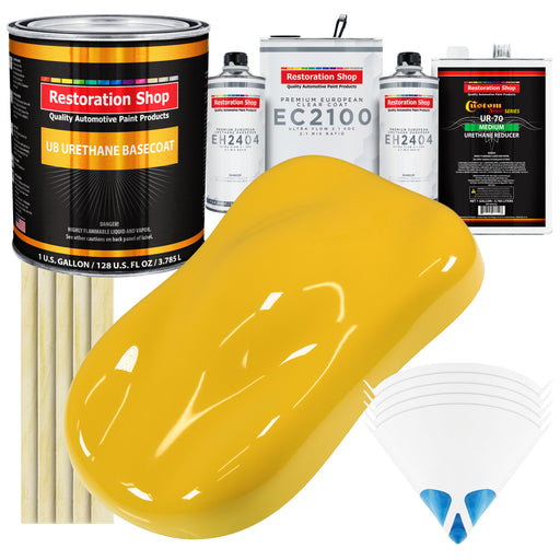 Indy Yellow Urethane Basecoat with European Clearcoat Auto Paint - Complete Gallon Paint Color Kit - Automotive Refinish Coating