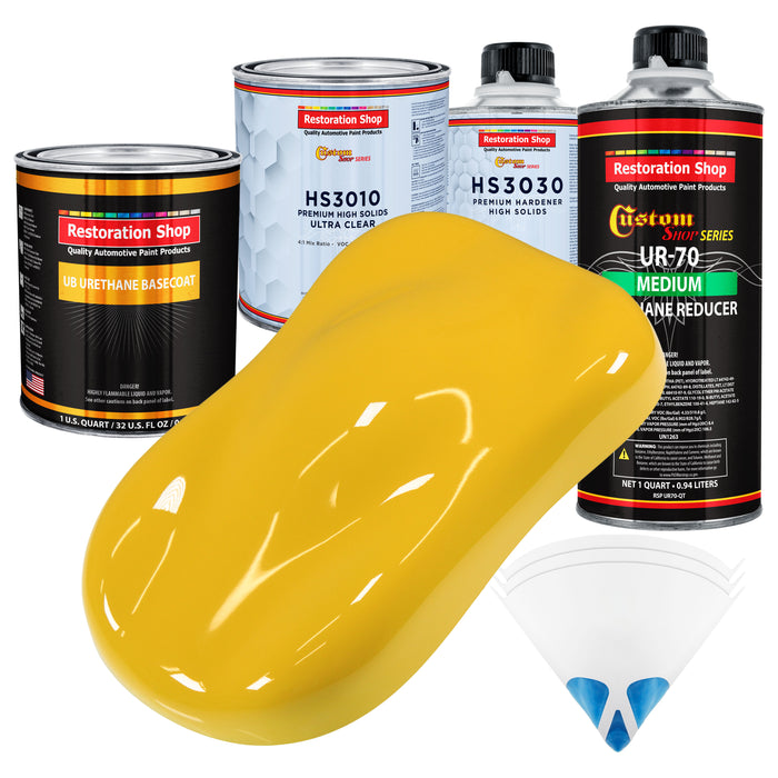 Indy Yellow - Urethane Basecoat with Premium Clearcoat Auto Paint - Complete Medium Quart Paint Kit - Professional High Gloss Automotive Coating