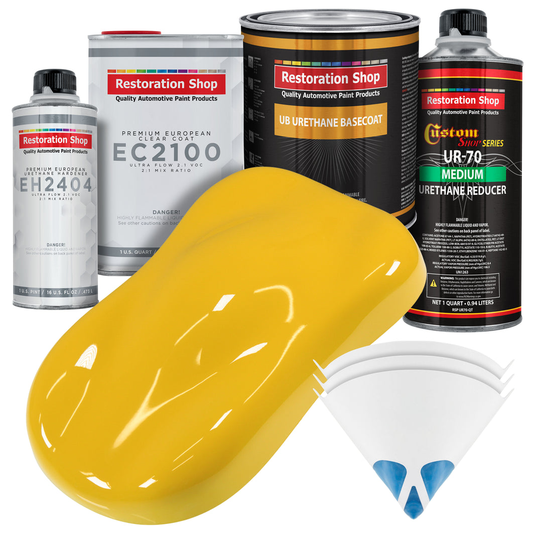 Indy Yellow Urethane Basecoat with European Clearcoat Auto Paint - Complete Quart Paint Color Kit - Automotive Refinish Coating
