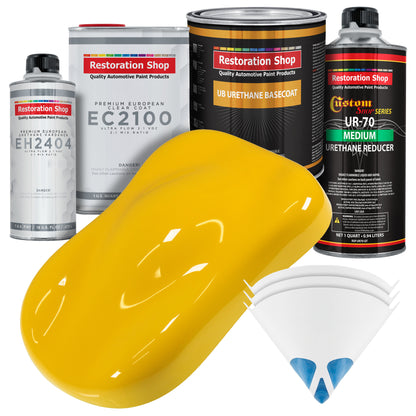 Viper Yellow Urethane Basecoat with European Clearcoat Auto Paint - Complete Quart Paint Color Kit - Automotive Refinish Coating