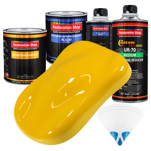 Viper Yellow - Urethane Basecoat with Clearcoat Auto Paint - Complete Medium Quart Paint Kit - Professional High Gloss Automotive, Car, Truck Coating