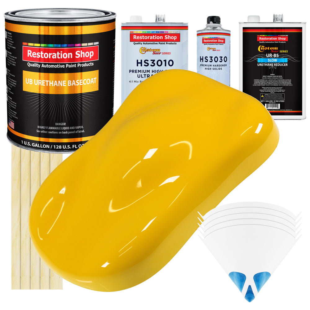 Viper Yellow - Urethane Basecoat with Premium Clearcoat Auto Paint - Complete Slow Gallon Paint Kit - Professional High Gloss Automotive Coating
