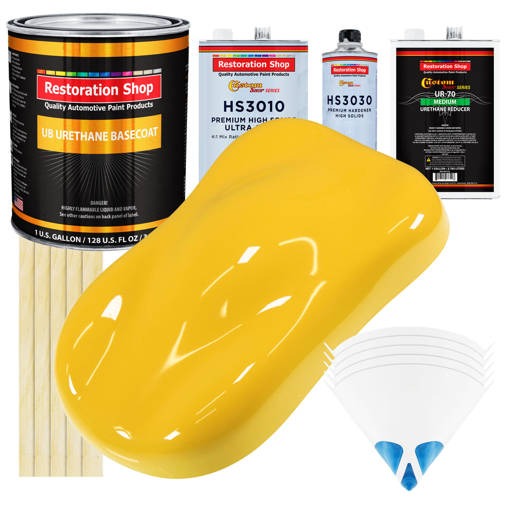 Sunshine Yellow - Urethane Basecoat with Premium Clearcoat Auto Paint - Complete Medium Gallon Paint Kit - Professional High Gloss Automotive Coating