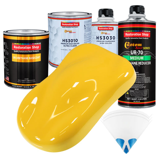 Sunshine Yellow - Urethane Basecoat with Premium Clearcoat Auto Paint - Complete Medium Quart Paint Kit - Professional High Gloss Automotive Coating