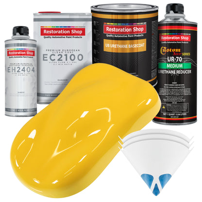 Sunshine Yellow Urethane Basecoat with European Clearcoat Auto Paint - Complete Quart Paint Color Kit - Automotive Refinish Coating