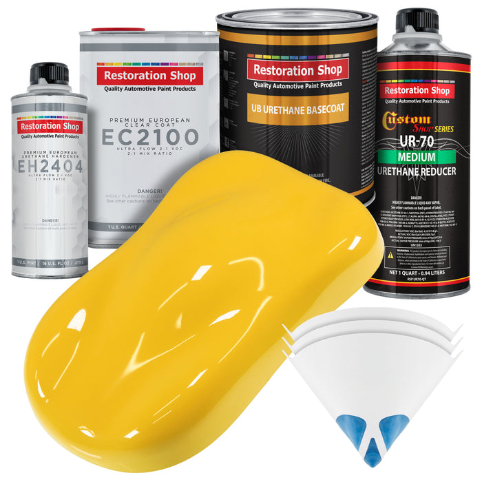 Sunshine Yellow Urethane Basecoat with European Clearcoat Auto Paint - Complete Quart Paint Color Kit - Automotive Refinish Coating