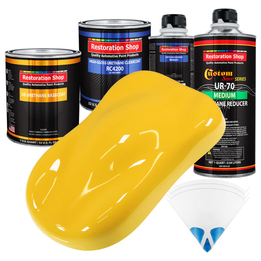 Sunshine Yellow - Urethane Basecoat with Clearcoat Auto Paint (Complete Medium Quart Paint Kit) Professional High Gloss Automotive Car Truck Coating