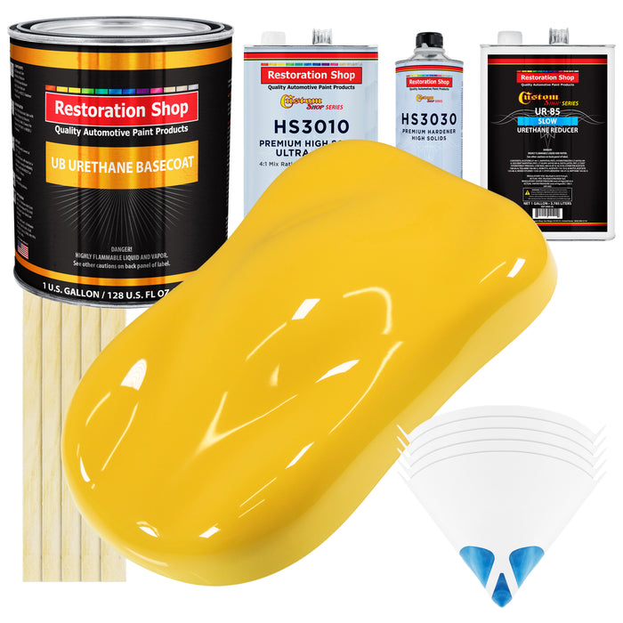Sunshine Yellow - Urethane Basecoat with Premium Clearcoat Auto Paint - Complete Slow Gallon Paint Kit - Professional High Gloss Automotive Coating