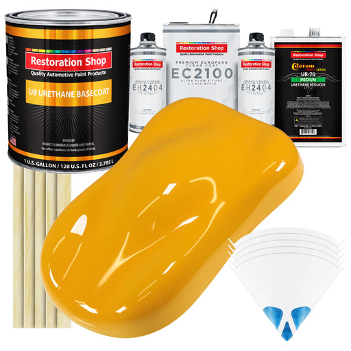 Citrus Yellow Urethane Basecoat with European Clearcoat Auto Paint - Complete Gallon Paint Color Kit - Automotive Refinish Coating