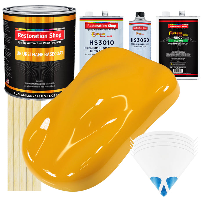 Citrus Yellow - Urethane Basecoat with Premium Clearcoat Auto Paint - Complete Medium Gallon Paint Kit - Professional High Gloss Automotive Coating