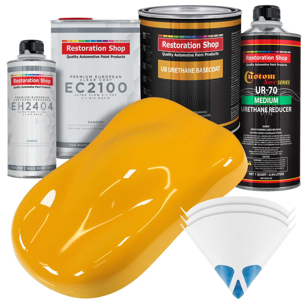 Citrus Yellow Urethane Basecoat with European Clearcoat Auto Paint - Complete Quart Paint Color Kit - Automotive Refinish Coating