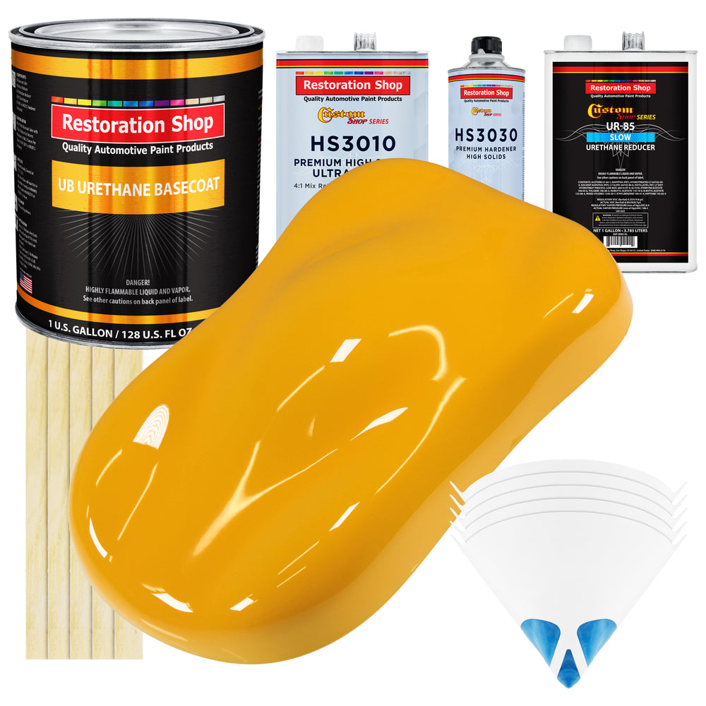 Citrus Yellow - Urethane Basecoat with Premium Clearcoat Auto Paint - Complete Slow Gallon Paint Kit - Professional High Gloss Automotive Coating