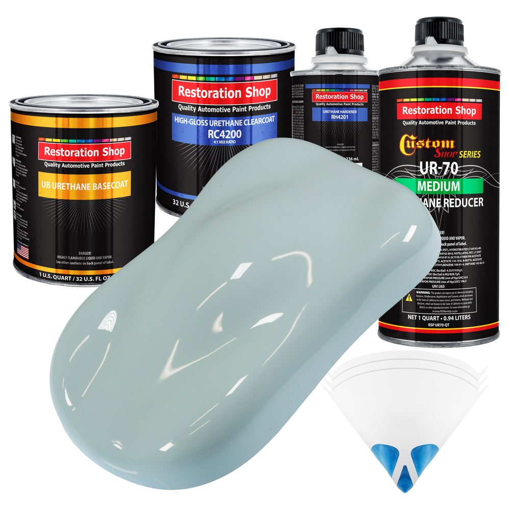 Diamond Blue - Urethane Basecoat with Clearcoat Auto Paint - Complete Medium Quart Paint Kit - Professional High Gloss Automotive, Car, Truck Coating