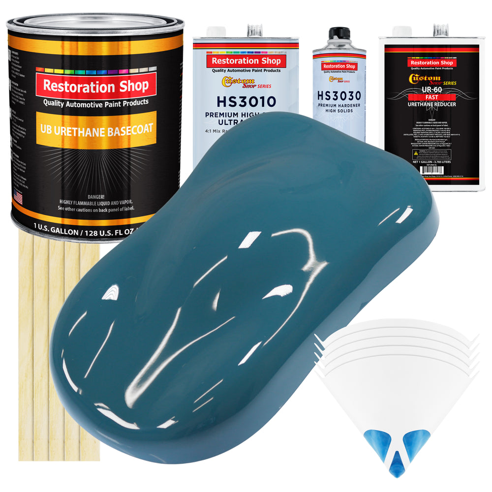 Medium Blue - Urethane Basecoat with Premium Clearcoat Auto Paint - Complete Fast Gallon Paint Kit - Professional High Gloss Automotive Coating