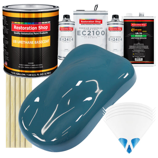 Medium Blue Urethane Basecoat with European Clearcoat Auto Paint - Complete Gallon Paint Color Kit - Automotive Refinish Coating