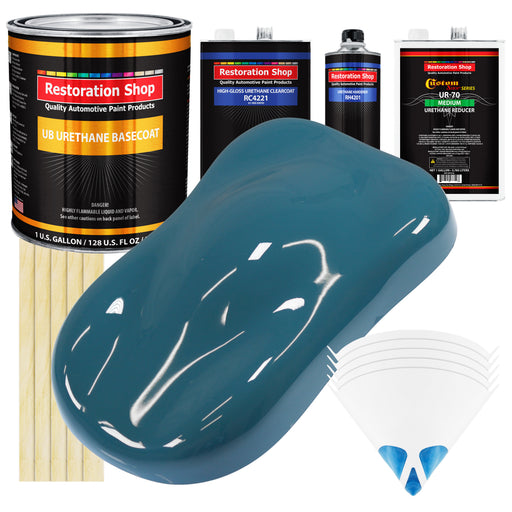 Medium Blue - Urethane Basecoat with Clearcoat Auto Paint,1 Gallon Kit - Complete Medium Gallon Paint Kit - Professional Automotive Coating