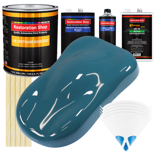 Medium Blue - Urethane Basecoat with Clearcoat Auto Paint,1 Gallon Kit  - Complete Medium Gallon Paint Kit - Professional Automotive Coating
