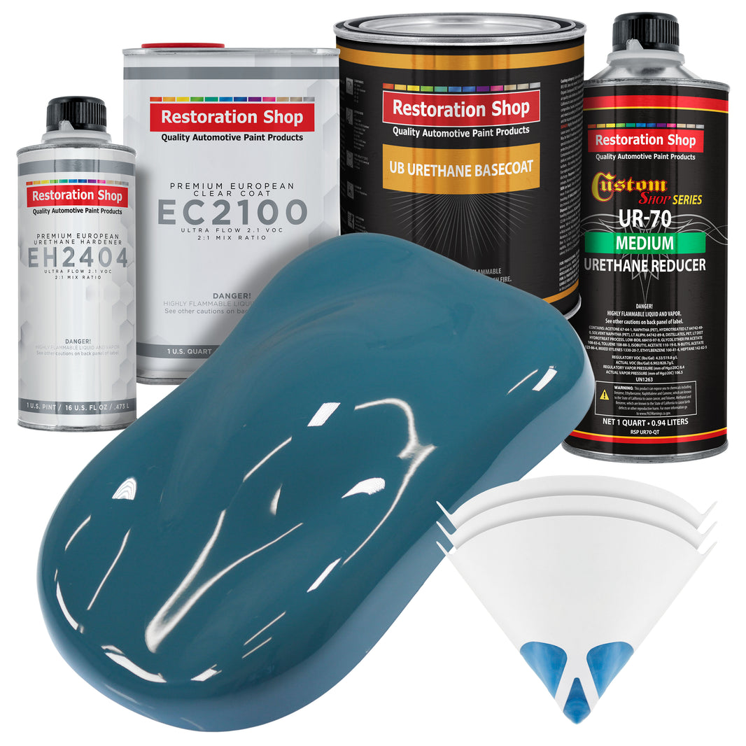 Medium Blue Urethane Basecoat with European Clearcoat Auto Paint - Complete Quart Paint Color Kit - Automotive Refinish Coating
