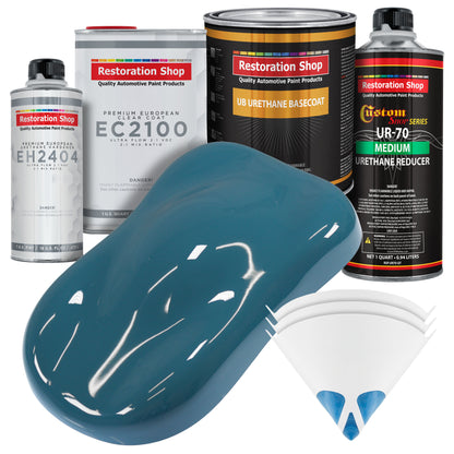 Medium Blue Urethane Basecoat with European Clearcoat Auto Paint - Complete Quart Paint Color Kit - Automotive Refinish Coating