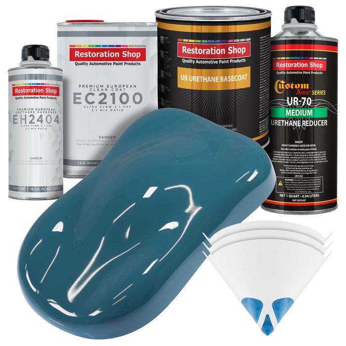 Medium Blue Urethane Basecoat with European Clearcoat Auto Paint - Complete Quart Paint Color Kit - Automotive Refinish Coating