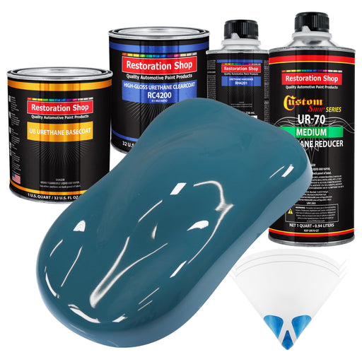 Medium Blue - Urethane Basecoat with Clearcoat Auto Paint, 1 Quart Kit - Complete Medium Quart Paint Kit - Professional Automotive Coating