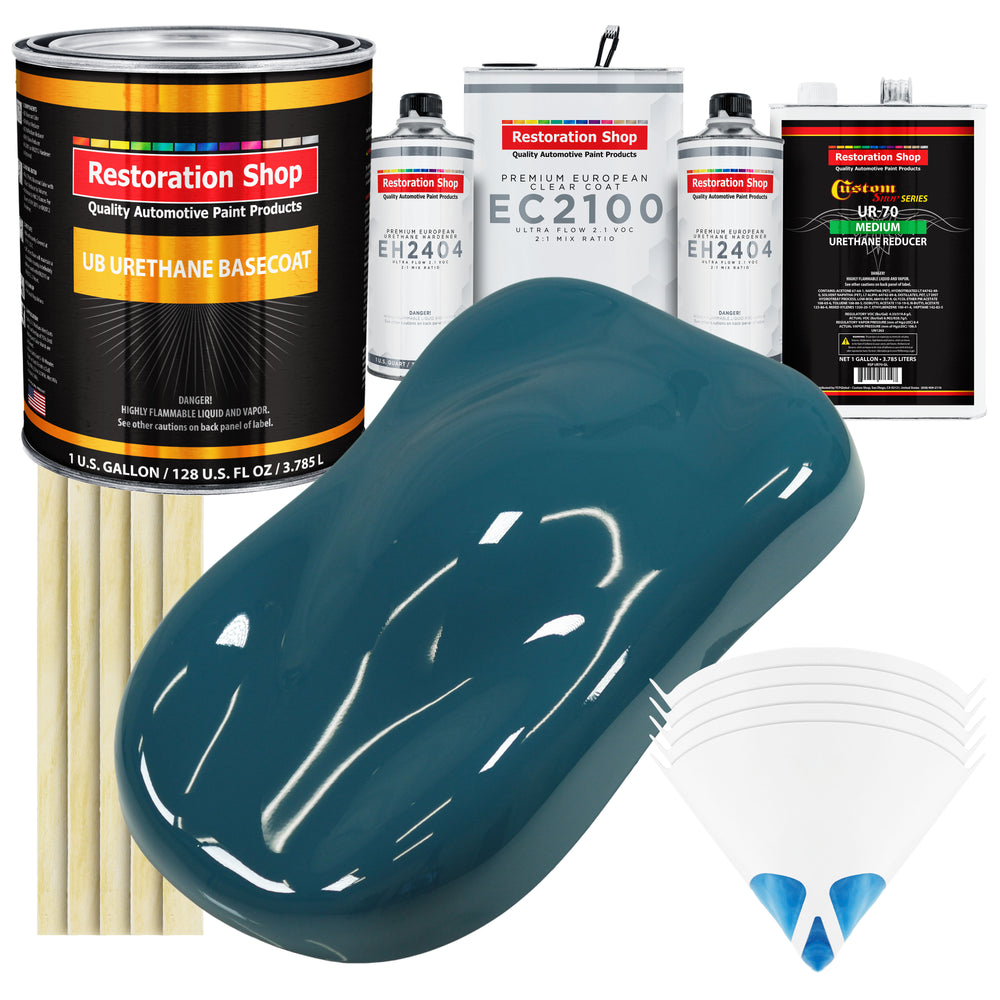 Transport Blue Urethane Basecoat with European Clearcoat Auto Paint - Complete Gallon Paint Color Kit - Automotive Refinish Coating