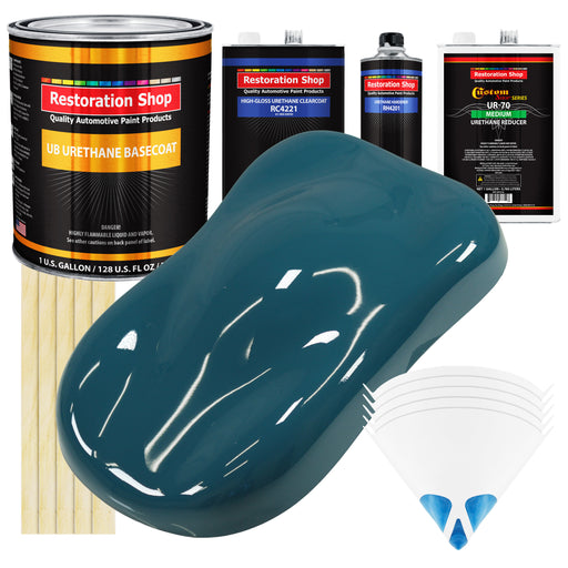 Transport Blue - Urethane Basecoat with Clearcoat Auto Paint (Complete Medium Gallon Paint Kit) Professional High Gloss Automotive Car Truck Coating