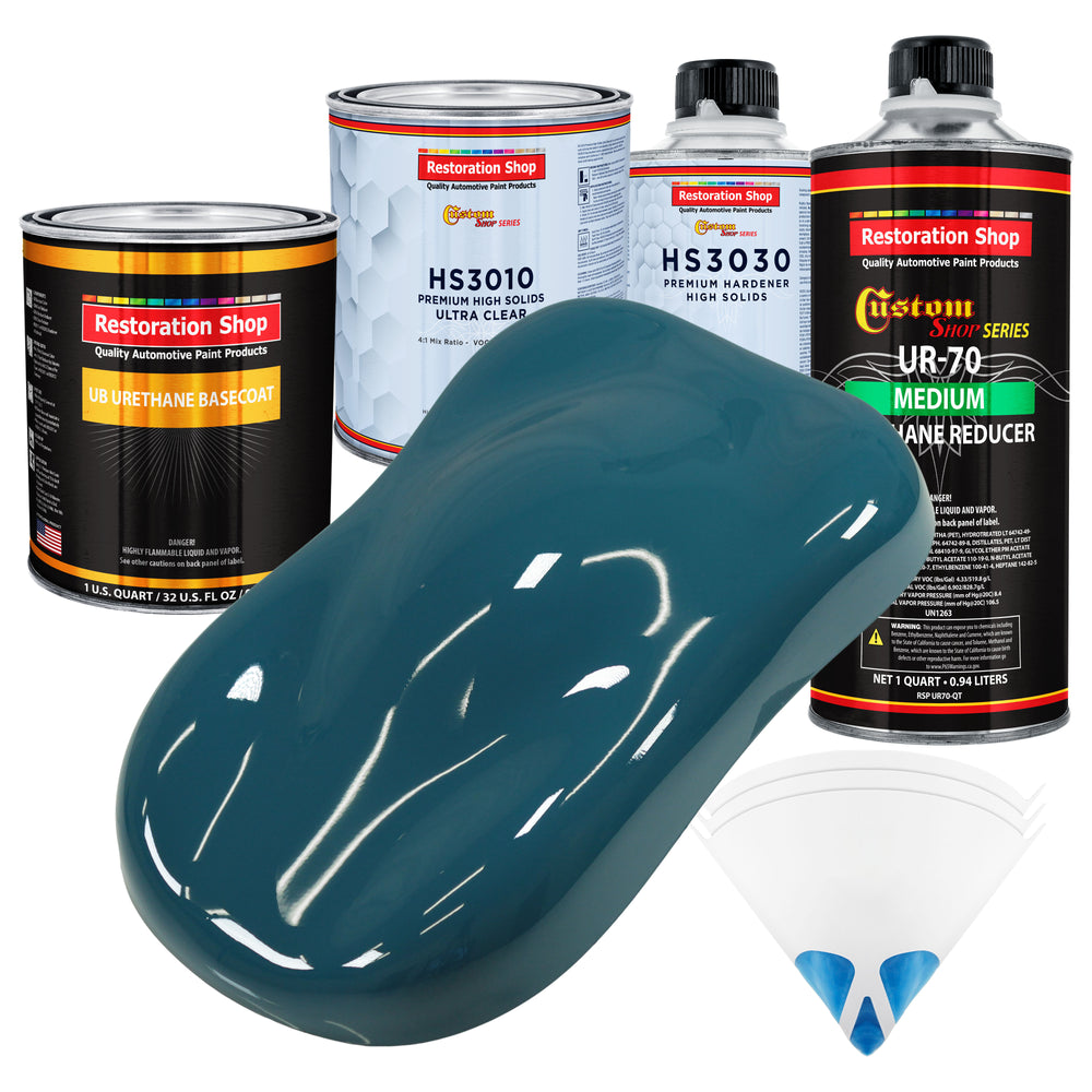 Transport Blue - Urethane Basecoat with Premium Clearcoat Auto Paint - Complete Medium Quart Paint Kit - Professional High Gloss Automotive Coating