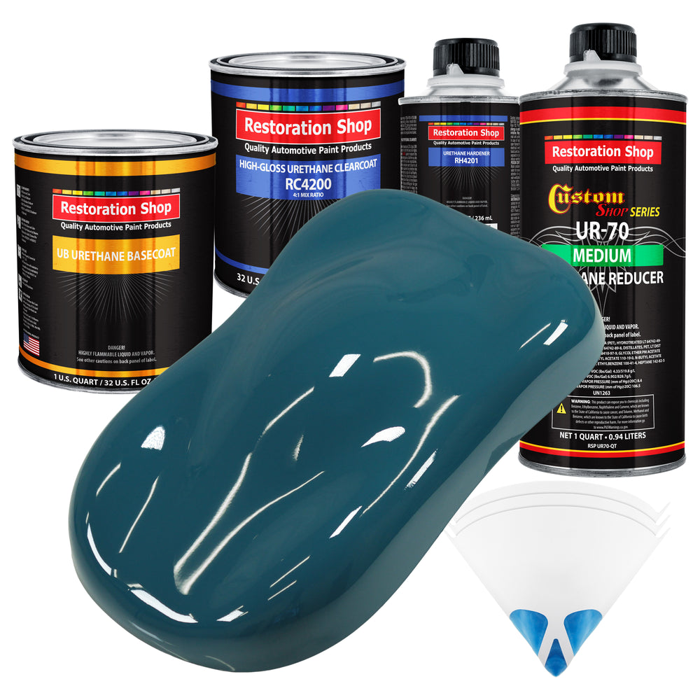 Transport Blue - Urethane Basecoat with Clearcoat Auto Paint (Complete Medium Quart Paint Kit) Professional High Gloss Automotive Car Truck Coating