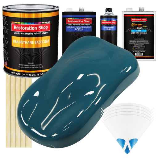 Transport Blue - Urethane Basecoat with Clearcoat Auto Paint - Complete Slow Gallon Paint Kit - Professional High Gloss Automotive, Car, Truck Coating