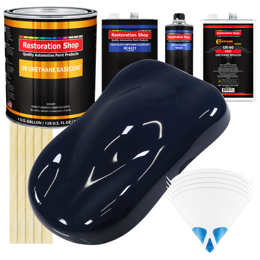Midnight Blue - Urethane Basecoat with Clearcoat Auto Paint - Complete Fast Gallon Paint Kit - Professional High Gloss Automotive, Car, Truck Coating
