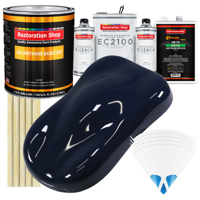 Midnight Blue Urethane Basecoat with European Clearcoat Auto Paint - Complete Gallon Paint Color Kit - Automotive Refinish Coating
