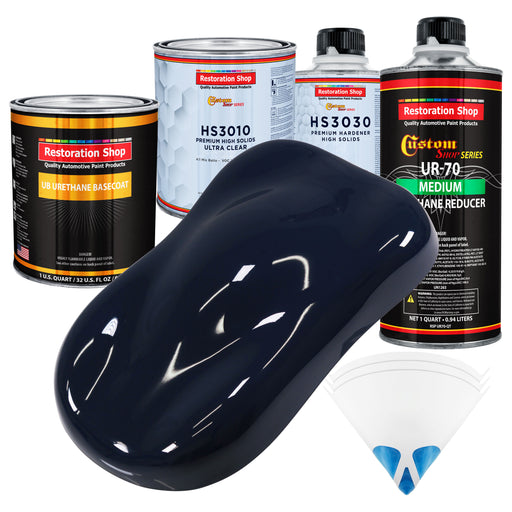 Midnight Blue - Urethane Basecoat with Premium Clearcoat Auto Paint - Complete Medium Quart Paint Kit - Professional High Gloss Automotive Coating