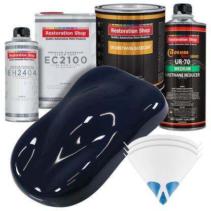 Midnight Blue Urethane Basecoat with European Clearcoat Auto Paint - Complete Quart Paint Color Kit - Automotive Refinish Coating