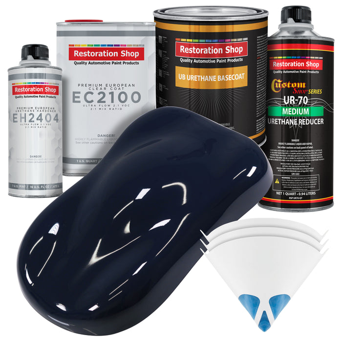 Midnight Blue Urethane Basecoat with European Clearcoat Auto Paint - Complete Quart Paint Color Kit - Automotive Refinish Coating