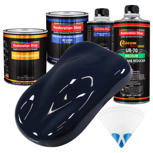 Midnight Blue - Urethane Basecoat with Clearcoat Auto Paint - Complete Medium Quart Paint Kit - Professional High Gloss Automotive, Car, Truck Coating