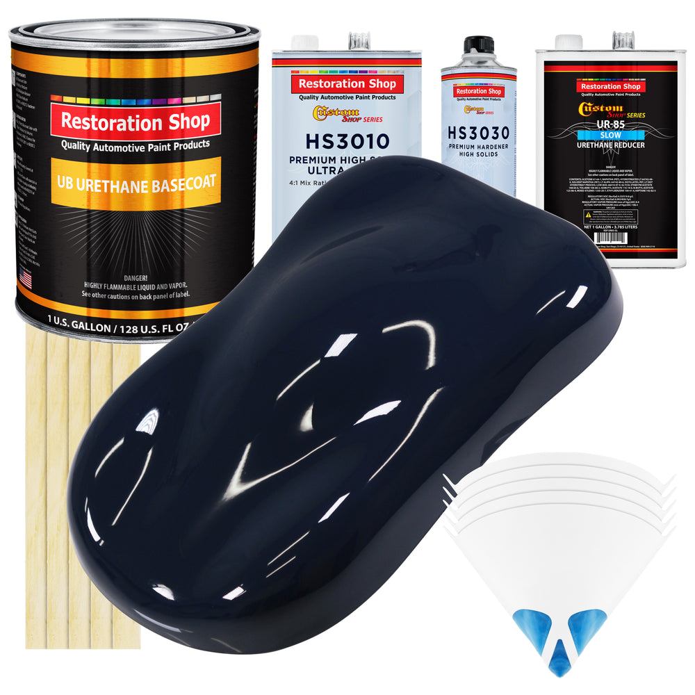 Midnight Blue - Urethane Basecoat with Premium Clearcoat Auto Paint - Complete Slow Gallon Paint Kit - Professional High Gloss Automotive Coating