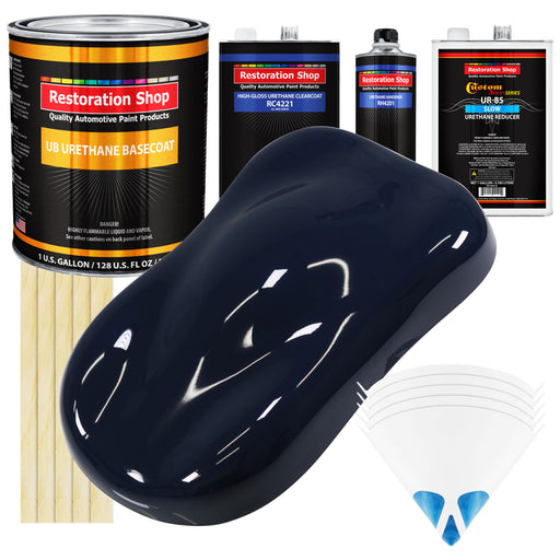Midnight Blue - Urethane Basecoat with Clearcoat Auto Paint - Complete Slow Gallon Paint Kit - Professional High Gloss Automotive, Car, Truck Coating